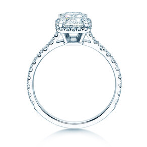 Verlovingsring Radiant Halo Pavé in 14K witgoud met diamanten 2,02ct G/SI