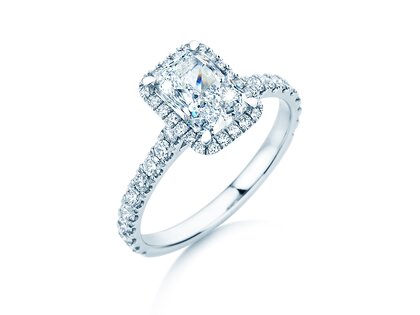 Verlovingsring Radiant Halo Pavé in 14K witgoud met diamanten 2,02ct G/SI