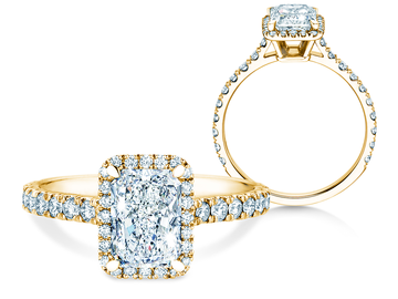 Verlovingsring Radiant Halo Pavé Lab-grown diamant