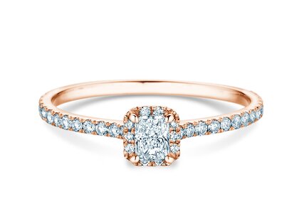 Verlovingsring Radiant Halo Pavé in 14K roségoud met Lab-grown diamanten 0,58ct E/VS