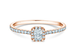 Verlovingsring Radiant Halo Pavé in 14K roségoud met Lab-grown diamanten 0,58ct E/VS