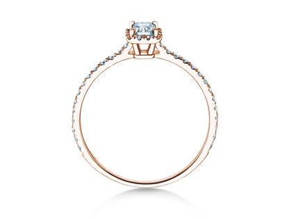 Verlovingsring Radiant Halo Pavé in 14K roségoud met Lab-grown diamanten 0,58ct E/VS