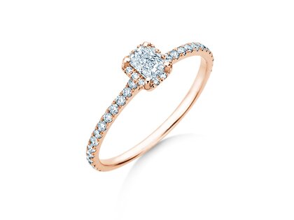 Verlovingsring Radiant Halo Pavé in 14K roségoud met Lab-grown diamanten 0,58ct E/VS