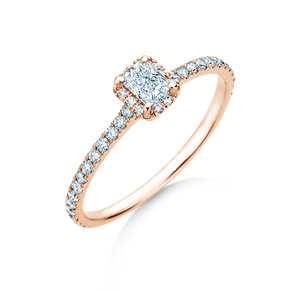 Verlovingsring Radiant Halo Pavé in 14K roségoud met Lab-grown diamanten 0,58ct E/VS