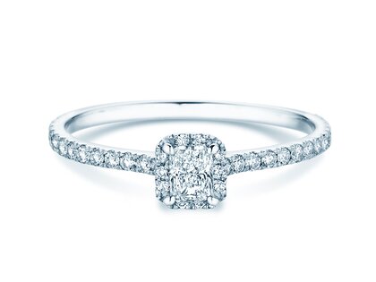 Verlovingsring Radiant Halo Pavé in 9K witgoud met Lab-grown diamanten 0,58ct E/VS