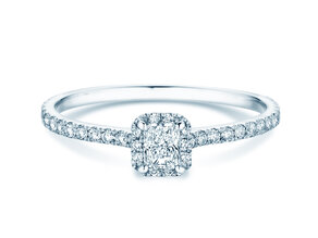 Verlovingsring Radiant Halo Pavé in 9K witgoud met Lab-grown diamanten 0,58ct E/VS