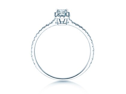 Verlovingsring Radiant Halo Pavé in 9K witgoud met Lab-grown diamanten 0,58ct E/VS