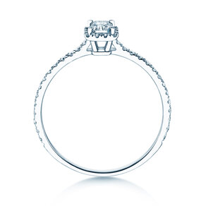 Verlovingsring Radiant Halo Pavé in 9K witgoud met Lab-grown diamanten 0,58ct E/VS