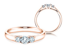 Verlovingsring 3 Stones in 9K roségoud met diamanten 0,40ct G/SI