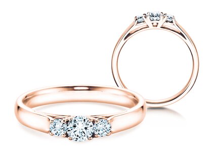 Verlovingsring 3 Stones in 9K roségoud met diamanten 0,40ct G/SI