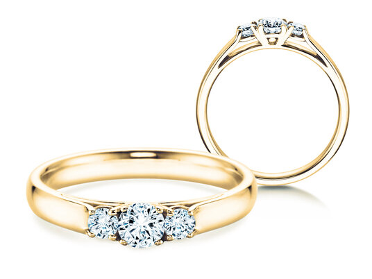 Verlovingsring 3 Stones in 9K witgoud met diamanten 0,11ct G/SI