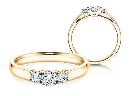 Verlovingsring 3 Stones in 14K geelgoud met diamanten 0,40ct G/SI