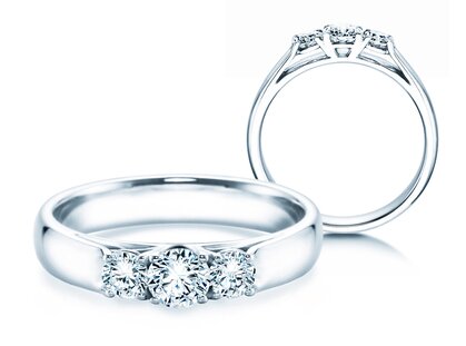 Verlovingsring 3 Stones in platina 950/- met diamanten 0,40ct G/SI