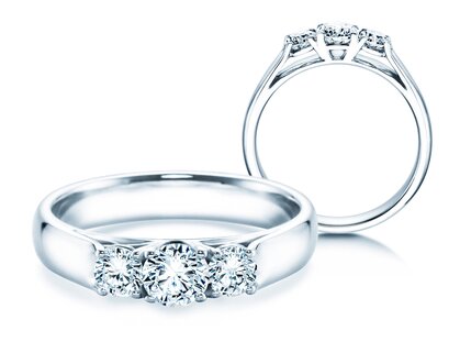 Verlovingsring 3 Stones in 18K witgoud met diamanten 0,75ct