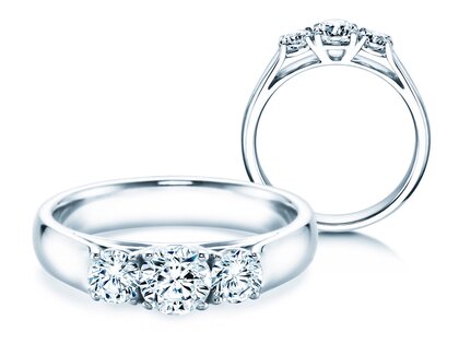 Verlovingsring 3 Stones in 18K witgoud met diamanten 1,00ct G/SI