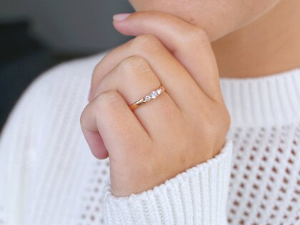 Verlovingsring 3 Stones in 14K roségoud met diamanten 0,20ct G/SI