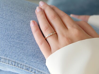 Verlovingsring 3 Stones in 14K roségoud met diamanten 0,20ct G/SI