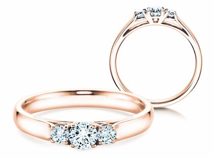 Verlovingsring 3 Stones in 18K roségoud met diamanten 0,20ct G/SI