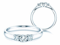 Verlovingsring 3 Stones in 18K witgoud met diamanten 0,20ct G/SI