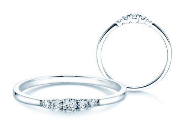 Verlovingsring 5 Diamonds in 9K witgoud met diamanten 0,15ct G/SI