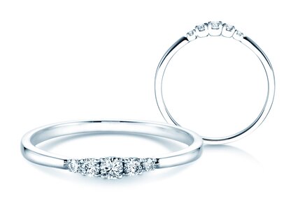 Verlovingsring 5 Diamonds in platina 950/- met diamanten 0,15ct G/SI