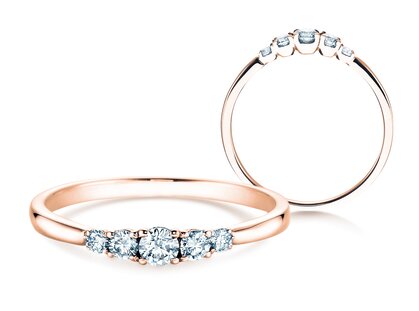 Verlovingsring 5 Diamonds in 14K roségoud met diamanten 0,15ct G/SI