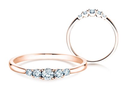 Verlovingsring 5 Diamonds in 18K roségoud met diamanten 0,15ct G/SI