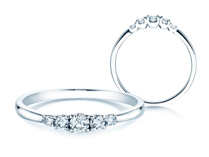 Verlovingsring 5 Diamonds in 18K witgoud met diamanten 0,25ct G/SI