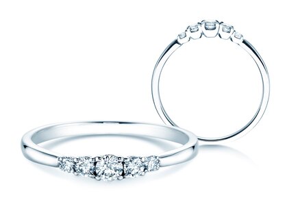 Verlovingsring 5 Diamonds in platina 950/- met diamanten 0,25ct G/SI