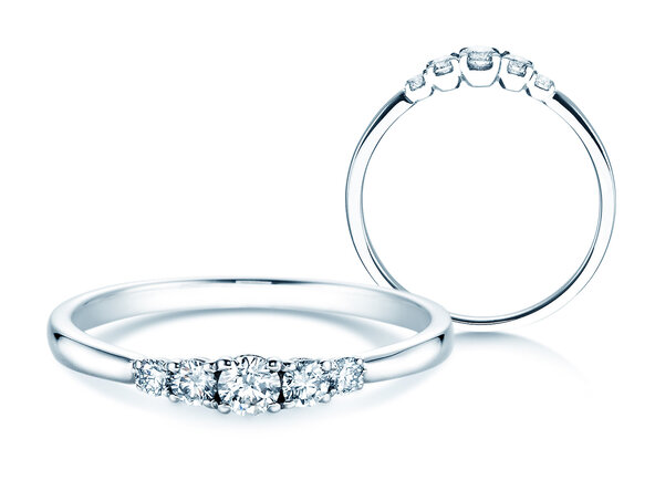 Verlovingsring 5 Diamonds in 18K witgoud met diamanten 0,25ct G/SI