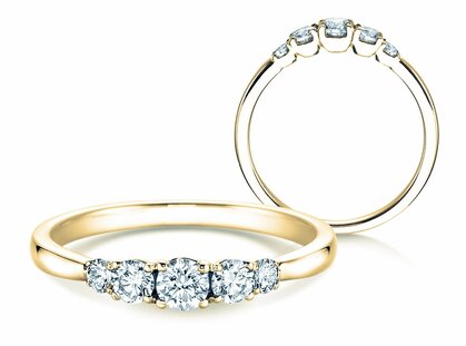 Verlovingsring 5 Diamonds in 18K geelgoud met diamanten 0,40ct G/SI
