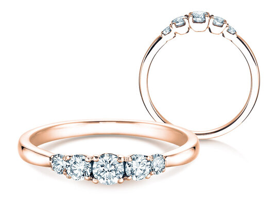 Verlovingsring 5 Diamonds in roségoud