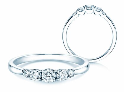 Verlovingsring 5 Diamonds in platina 950/- met diamanten 0,40ct