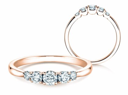 Verlovingsring 5 Diamonds in 18K roségoud met diamanten 0,40ct