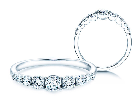 Verlovingsring 9 Diamonds in 9K witgoud met diamanten 0,27ct G/SI