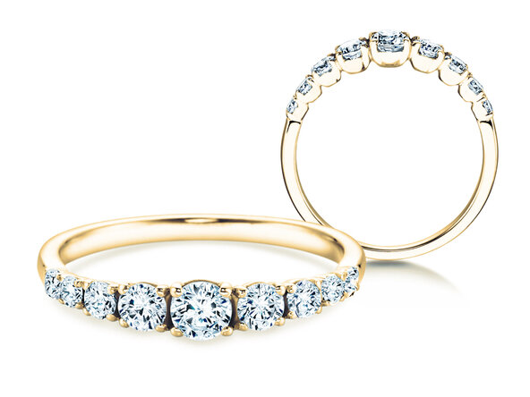 Verlovingsring 9 Diamonds in 18K geelgoud met diamanten 0,61ct G/SI