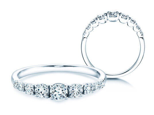 Verlovingsring 9 Diamonds in 18K witgoud met diamanten 0,61ct G/SI