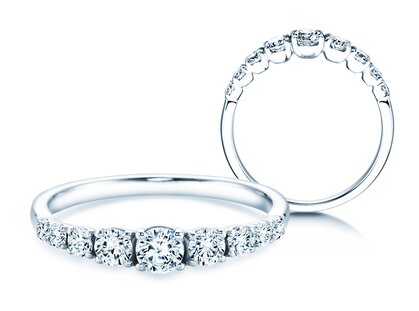 Verlovingsring 9 Diamonds in platina 950/- met diamanten 0,61ct G/SI