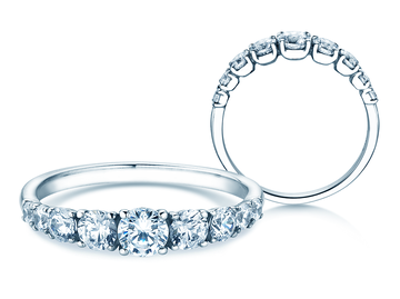 Verlovingsring 9 Diamonds in witgoud