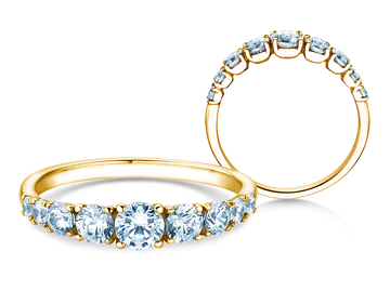 Verlovingsring 9 Diamonds in geelgoud