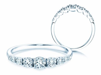 Verlovingsring 9 Diamonds in platina 950/- met diamanten 0,43ct