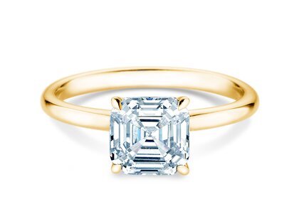 Verlovingsring Asscher Cut in 9K geelgoud met Lab-grown diamant 0,15ct E/VS
