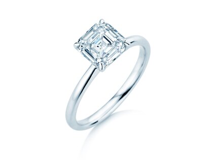 Verlovingsring Asscher Cut in 9K witgoud met Lab-grown diamant 0,15ct E/VS