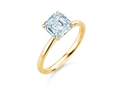 Verlovingsring Asscher Cut in 9K geelgoud met Lab-grown diamant 0,15ct E/VS