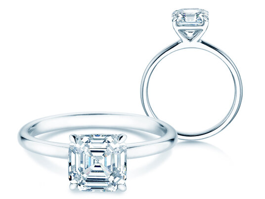 Verlovingsring Asscher Cut in 14K witgoud met Lab-grown diamant 0,25ct E/VS