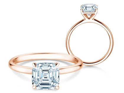 Verlovingsring Asscher Cut in 9K roségoud met Lab-grown diamant 0,15ct E/VS