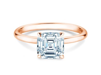 Verlovingsring Asscher Cut in 9K roségoud met Lab-grown diamant 0,15ct E/VS