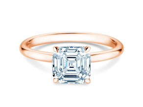 Verlovingsring Asscher Cut in 9K roségoud met Lab-grown diamant 0,15ct E/VS