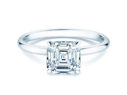Verlovingsring Asscher Cut in 9K witgoud met Lab-grown diamant 0,15ct E/VS