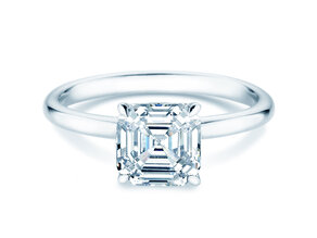 Verlovingsring Asscher Cut in 9K witgoud met Lab-grown diamant 0,15ct E/VS